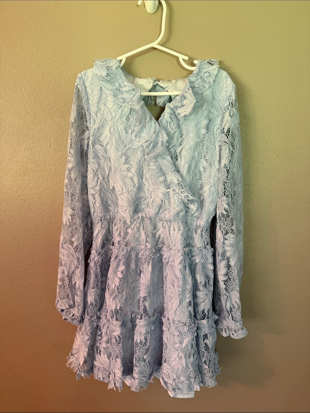 Bardot Junior Pale Blue Lace Dress with Floral Overlay